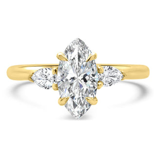 Bague de fiançailles en diamants à trois pierres en forme de cathédrale et moissanite marquise de 1,0 ct