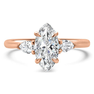 Three Stone Diamond Marquise Cut Moissanite Engagement Ring For Women - ELITE CARAT