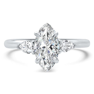 Three Stone Diamond Marquise Cut Moissanite Engagement Ring For Women - ELITE CARAT