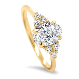 1.0CT Oval Cluster Moissanite Diamond Engagement Ring In Solid Gold