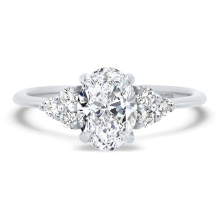 1.0CT Oval Cluster Moissanite Diamond Engagement Ring In Solid Gold