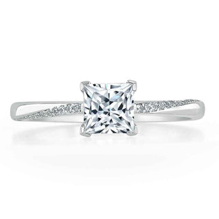 Bague de fiançailles en moissanite solitaire taille princesse de 0,75 ct