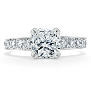 Bague de fiançailles en moissanite pavée solitaire taille coussin de 1,5 ct