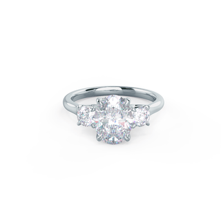 1.50CT Oval Cut Moissanite Three Stone Round Diamond Engagement Ring - ELITE CARAT