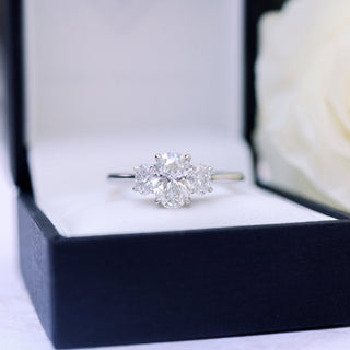 1.50CT Oval Cut Moissanite Three Stone Diamond Engagement Ring - ELITE CARAT