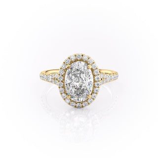 Bague de fiançailles en moissanite à tige fendue ovale de 2,10 ct sertie de pavés