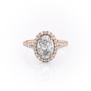 2.10 CT Oval Shaped Moissanite Halo Split Shank Engagement Ring