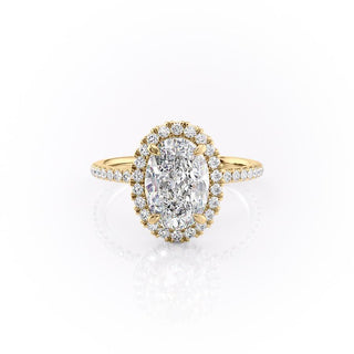 Bague de fiançailles en moissanite à taille ovale et halo pavé de 2,10 ct