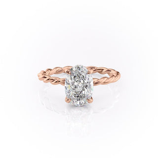 Bague de fiançailles avec halo caché en moissanite de forme ovale de 2,10 ct