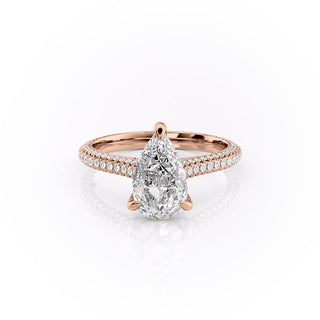 Bague de fiançailles solitaire en moissanite en forme de poire de 2,0 ct