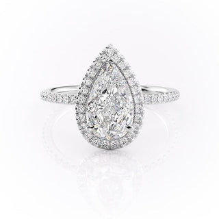 2.0 CT Pear Shaped Moissanite Halo Engagement Ring