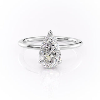 2.0 CT Pear Shaped Moissanite Hidden Halo Engagement Ring