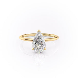 2.0 CT Pear Shaped Moissanite Hidden Halo Engagement Ring