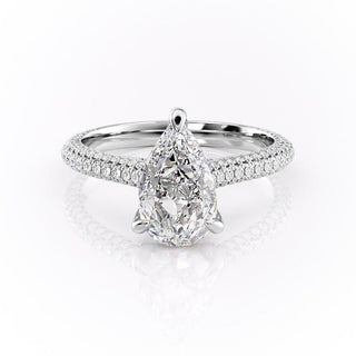 2.0 CT Pear Shaped Moissanite Solitaire Engagement Ring