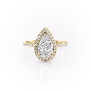 2.0 CT Pear Shaped Moissanite Halo Engagement Ring