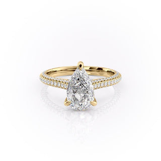 2.0 CT Pear Shaped Moissanite Solitaire Engagement Ring