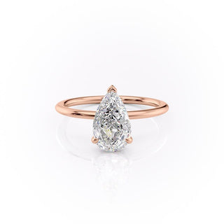 Bague de fiançailles avec halo caché en moissanite en forme de poire de 2,0 ct