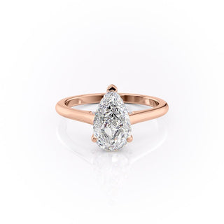 Bague de fiançailles en moissanite solitaire taille poire de 2,0 ct avec halo caché