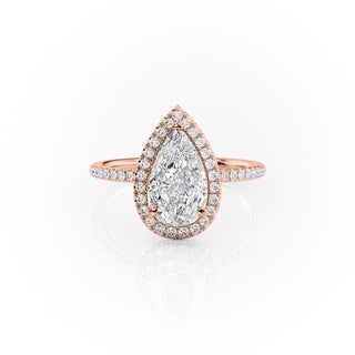 2.0 CT Pear Shaped Moissanite Halo Engagement Ring