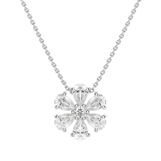 0.7 CT Pear and Round Cut Petal Necklace Moissanite Diamond Necklace