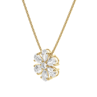 0.7 CT Pear and Round Cut Petal Necklace Moissanite Diamond Necklace