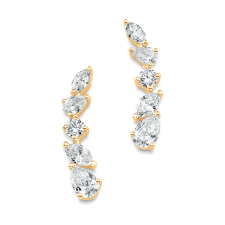 Boucles d'oreilles créoles en diamants Moissanite en forme de poire, de marquise et de ronde de 0,63 TCW