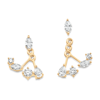 Pendientes tipo ear jacket con diamantes de moissanita en forma de pera, marquesa y redonda de 1,47 TCW