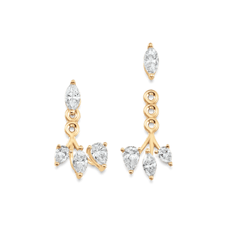 Pendientes tipo ear jacket con diamantes y moissanita en forma de pera y marquesa de 1,25 TCW