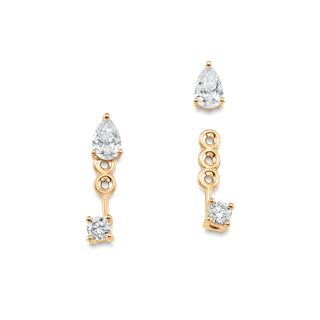 Boucles d'oreilles à diamants en forme de poire et de ronde en moissanite de 0,80 TCW