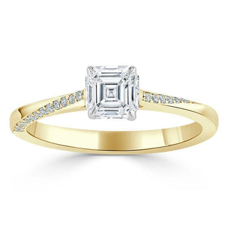 Bague de fiançailles solitaire moissanite taille Asscher 0,75 CT