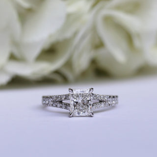 2.50CT Radiant Cut Moissanite Trellis Split Shank Diamond Engagement Ring