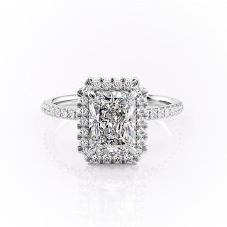 2.1 CT Radiant Cut Halo Pave Setting Moissanite Engagement Ring