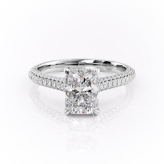 Bague de fiançailles solitaire en moissanite de forme radiante de 2,1 ct