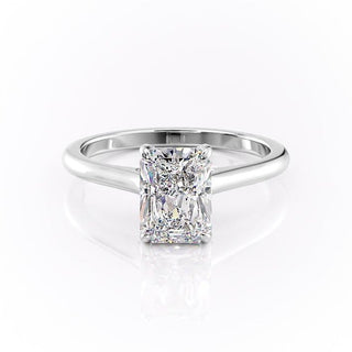 2.10 CT Radiant Shaped Moissanite Hidden Halo Engagement Ring