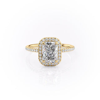 Bague de fiançailles halo en moissanite de forme radiante de 2,10 ct