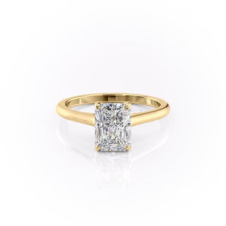 2.10 CT Radiant Shaped Moissanite Hidden Halo Engagement Ring