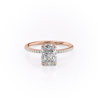 Bague de fiançailles en moissanite à taille radiante et sertie d'un solitaire pavé de 2,0 ct