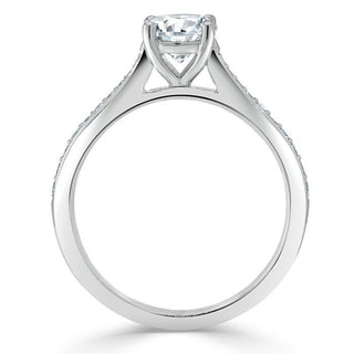 Bague de fiançailles solitaire en moissanite à taille ronde de 0,75 ct avec monture en canal