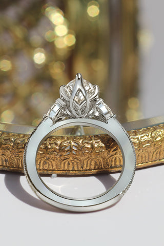 Bague de fiançailles avec solitaire en diamant marquise de 1,5 à 3,50 ct