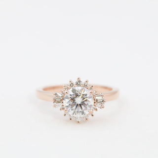 1.05CT Round Moissanite Diamond Cluster Engagement Ring