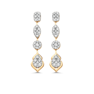 Boucles d'oreilles pendantes en diamants et moissanite ronde de 1,44 TCW