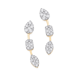 Boucles d'oreilles à oreilles rampantes en diamant et moissanite ronde de 0,52 TCW