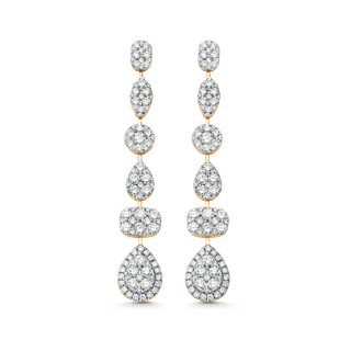 Boucles d'oreilles pendantes en diamants et moissanite ronde 3,06 TCW