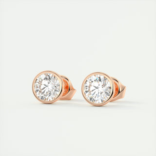 1.0 CT Round Bezel Solitaire F/VS Lab Grown Diamond Earrings