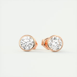 1.0 CT Round Bezel Solitaire F/VS Lab Grown Diamond Earrings