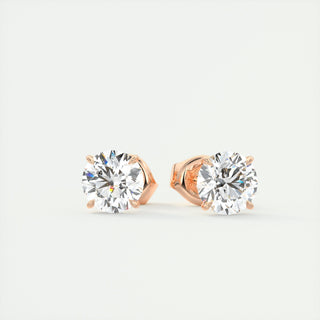 Boucles d'oreilles avec diamant solitaire rond de 1,0 ct G/VS cultivé en laboratoire