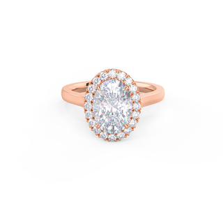 Bague de fiançailles avec halo de diamants en moissanite ovale sertie cathédrale de 2,0 ct pour elle