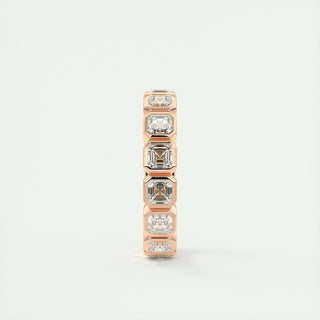 Alianza de boda con bisel de diamantes CVD Asscher de 2,25 TCW