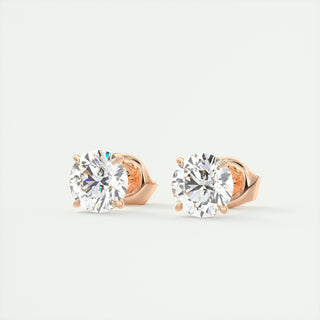 Boucles d'oreilles avec diamant solitaire rond de 1,0 ct G/VS cultivé en laboratoire