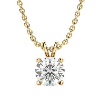 Collier avec diamant solitaire taille ronde en moissanite de 0,25 à 1,0 ct